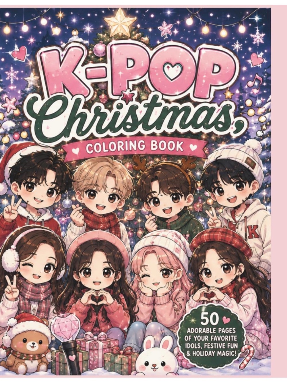 NEW K-Pop Christmas Coloring Book: Cute Kawaii Holiday Coloring Pages